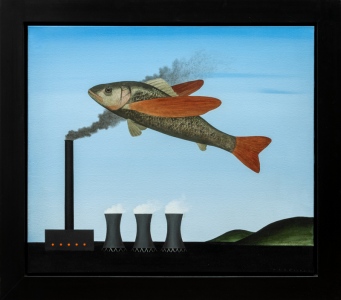 Flying Fish With Factory, 199350x70 cm,&amp;nbsp;acrylic on canvas&amp;copy; Regős Istv&amp;aacute;n