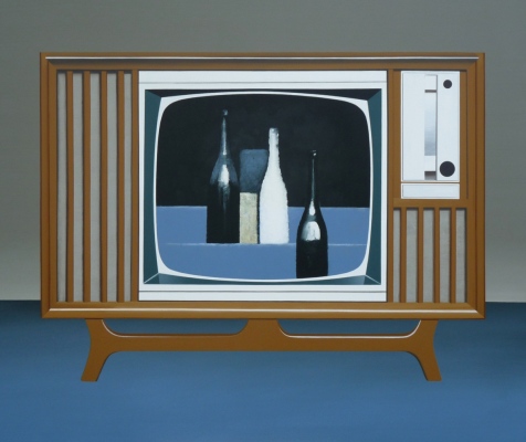 Cocktail Cabinet, Hommage &amp;aacute; G. Morandi,&amp;nbsp;2015110x130 cm, acrylic on canvas&amp;copy; Istv&amp;aacute;n Regős